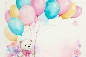 Watercolor Birthday Background photo