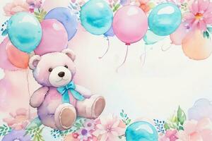 Watercolor Birthday Background photo