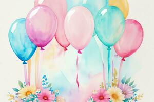 Watercolor Birthday Background photo