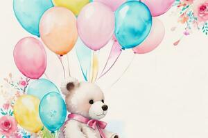 Watercolor Birthday Background photo