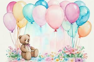 Watercolor Birthday Background photo