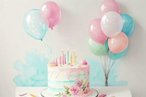 Watercolor Birthday Background photo