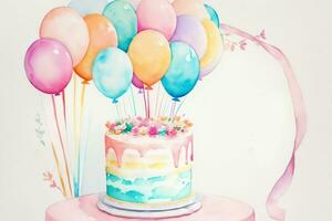 Watercolor Birthday Background photo