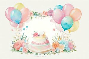 Watercolor Birthday Background photo