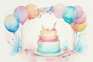 Watercolor Birthday Background photo