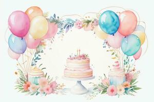 Watercolor Birthday Background photo