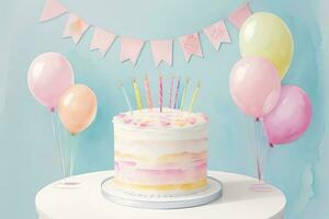 Watercolor Birthday Background photo