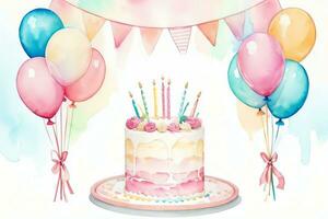 Watercolor Birthday Background photo