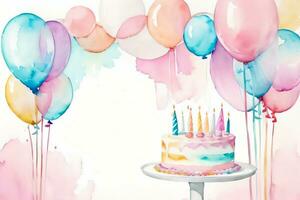 Watercolor Birthday Background photo