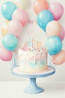 Watercolor Birthday Background photo