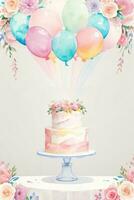 Watercolor Birthday Background photo