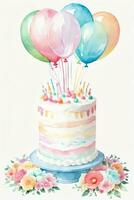 Watercolor Birthday Background photo