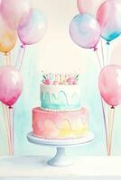 Watercolor Birthday Background photo