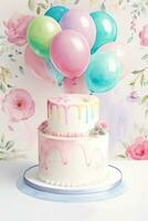 Watercolor Birthday Background photo