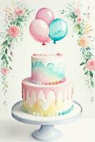 Watercolor Birthday Background photo