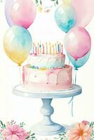 Watercolor Birthday Background photo