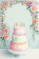 Watercolor Birthday Background photo