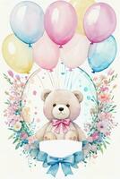 Watercolor Birthday Background photo