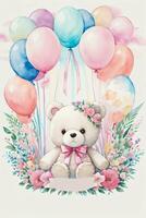 Watercolor Birthday Background photo