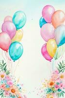 Watercolor Birthday Background photo