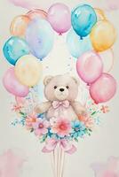 Watercolor Birthday Background photo