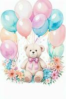 Watercolor Birthday Background photo