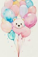 Watercolor Birthday Background photo