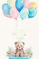 Watercolor Birthday Background photo