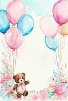 Watercolor Birthday Background photo