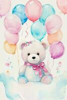 Watercolor Birthday Background photo