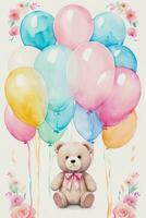 Watercolor Birthday Background photo