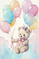 Watercolor Birthday Background photo