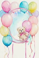 Watercolor Birthday Background photo