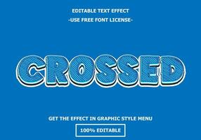 Crossed 3D editable text effect template. Style premium free font license vector