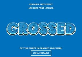 Crossed 3D editable text effect template. Style premium free font license vector