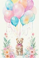 Watercolor Birthday Background photo