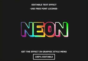 Neon 3D editable text effect template. Style premium free font license vector