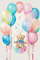 Watercolor Birthday Background photo