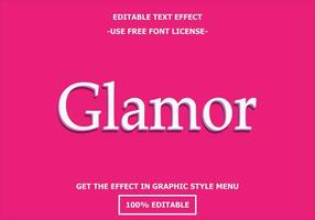 Glamor 3D editable text effect template. Style premium free font license vector