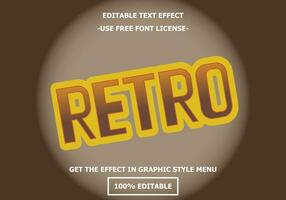 Retro 3D editable text effect template. Style premium free font license vector