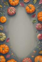 Watercolor Background For text with Pumpkins photo