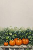 Watercolor Background For text with Pumpkins photo