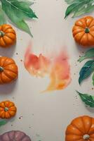 Watercolor Background For text with Pumpkins photo