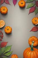Watercolor Background For text with Pumpkins photo