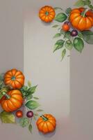 Watercolor Background For text with Pumpkins photo