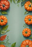 Watercolor Background For text with Pumpkins photo