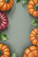 Watercolor Background For text with Pumpkins photo