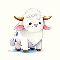 Watercolor children illustration with cute cow clipart photo