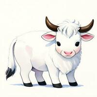 Watercolor children illustration with cute cow clipart photo