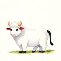 Watercolor children illustration with cute cow clipart photo